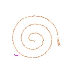 Smalka ķēdīte, vītu pinums, rozā zelta pārklājums, garums 50 cm